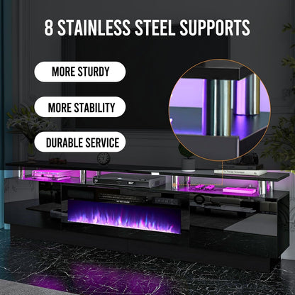 80" Modern Electric Fireplace TV Stand for Tvs up to 90 Inch, with