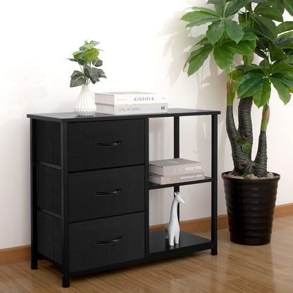 Rustic Brown Fabric Dresser, 4 Drawer Organizer Unit with 2 Shelves,