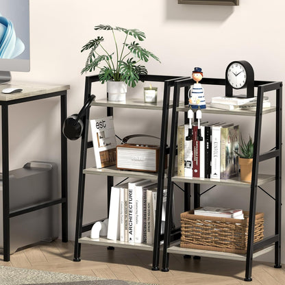3-Tier Bookshelf, Ladder Shelf, Stand up Shelves, Industrial Bookcase