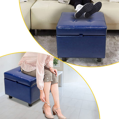 Luxury Leather Storage Ottoman Foot Rest Cube