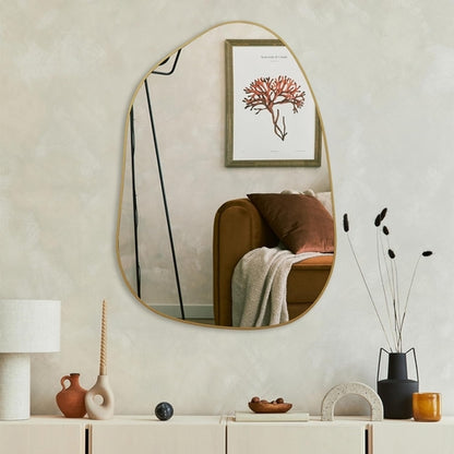 Asymmetrical Gold Mirror 28x20, Wood Frame, Home Decor