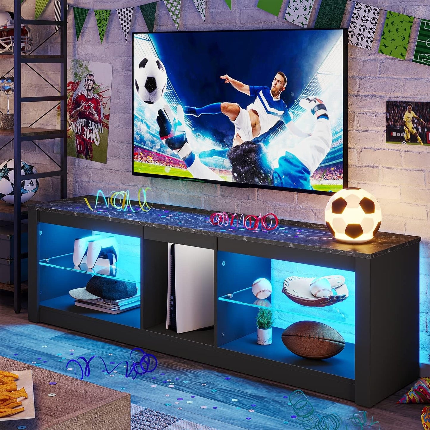 Entertainment Center LED Gaming TV Stand for 55+ Inch TV Adjustable