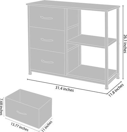 Rustic Brown Fabric Dresser, 4 Drawer Organizer Unit with 2 Shelves,