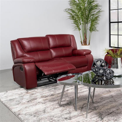 Red Faux Leather Reclining Loveseat rana