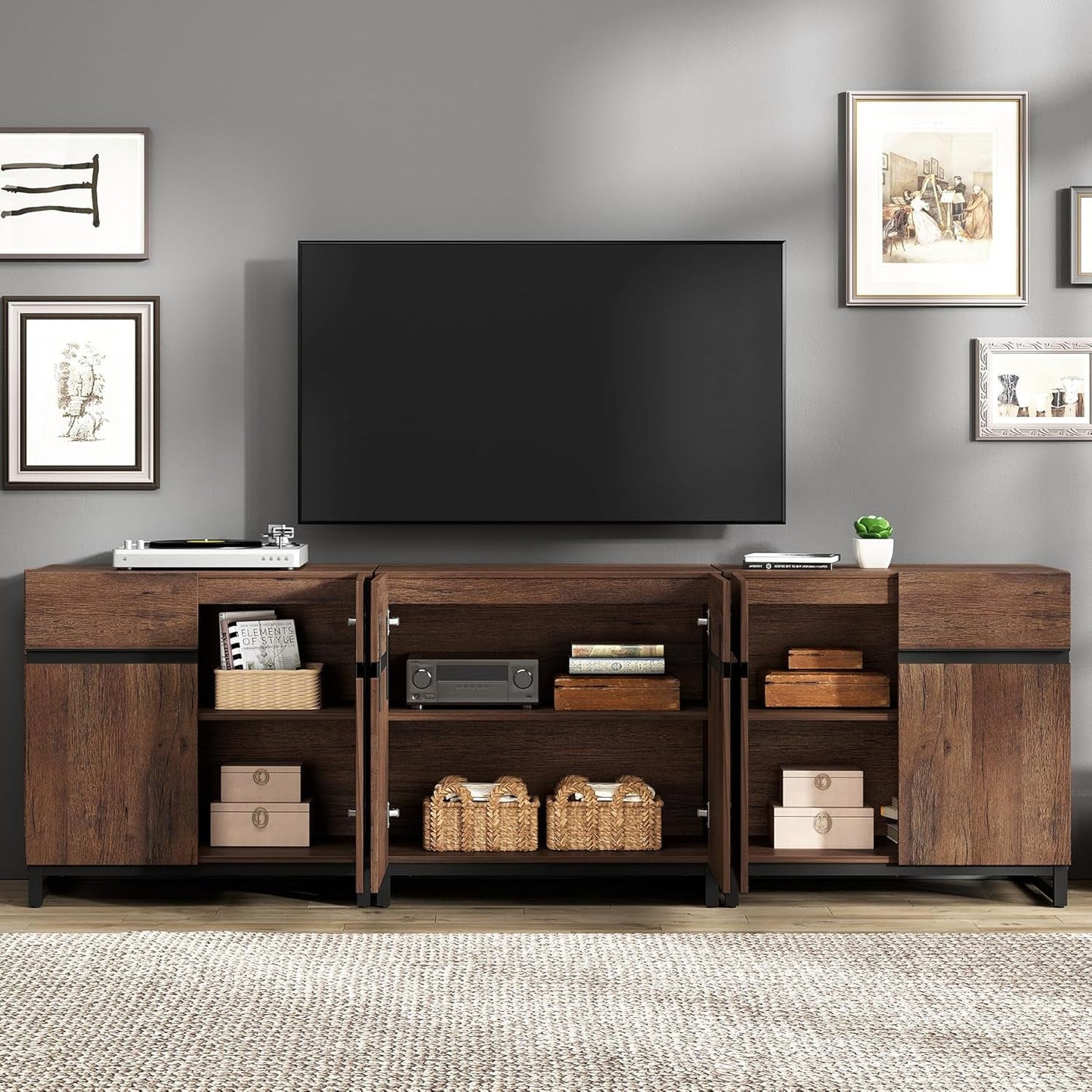 Modern TV Stand for Tvs up to 100 Inch, 3 in 1 Entertainment Center TV