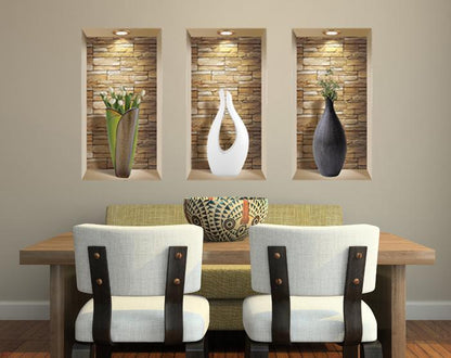 3D Niche Wall Art Decals - Set Of 3 | Easy To Apply, Stunning