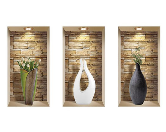 3D Niche Wall Art Decals - Set Of 3 | Easy To Apply, Stunning