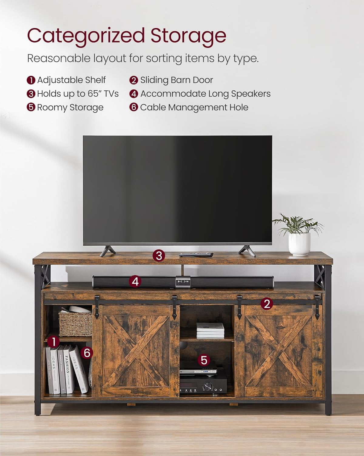 TV Stand for 65 Inch TV, Entertainment Center, TV Table and Console,