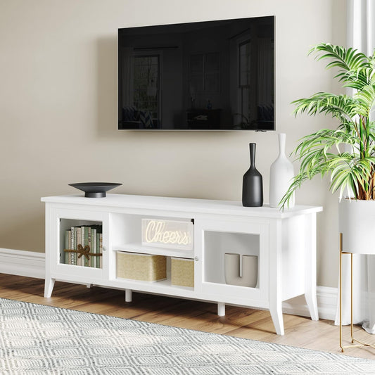 TV Stand - 55-Inch Storage Cabinet with 2 Cubbies and 2 Shelves -