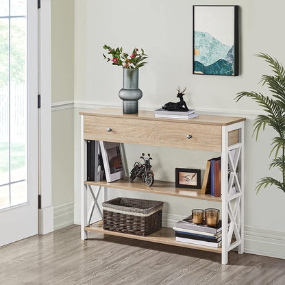 Narrow Console Table with Drawer and Shelves