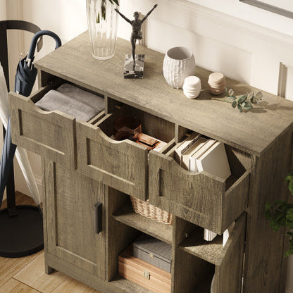 Storage Cabinets,Wooden Floor Cabinet,with Drawers And Shelves Storage