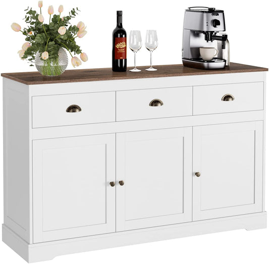 Farmhouse Buffet Cabinet, Wine Storage, Adjustable Shelves