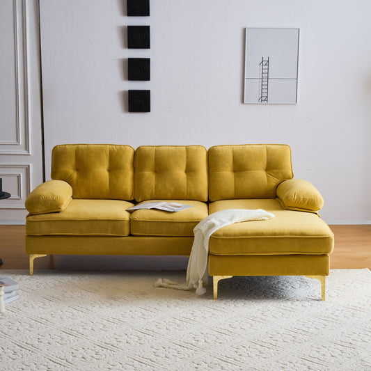 82.6' Modern Sectional Sofas Couches Velvet L-Shaped Couches for