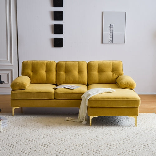 82.6' Modern Sectional Sofas Couches Velvet L-Shaped Couches for