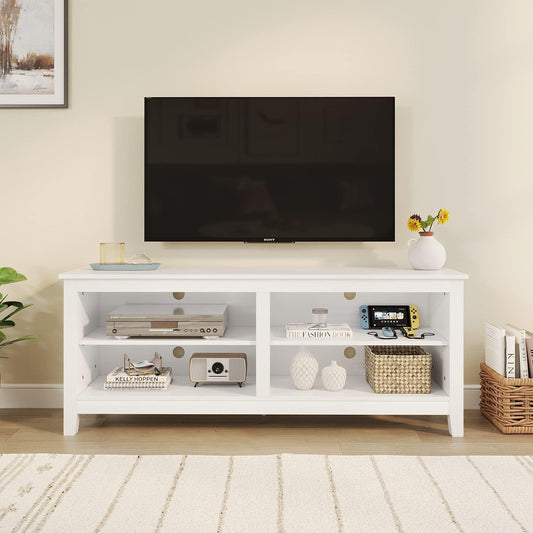 White 4 Cubby TV Stand for 60 Inch TV