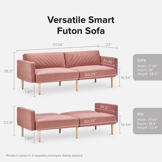 Chloe Futon Sofa Bed with Tapered Legs