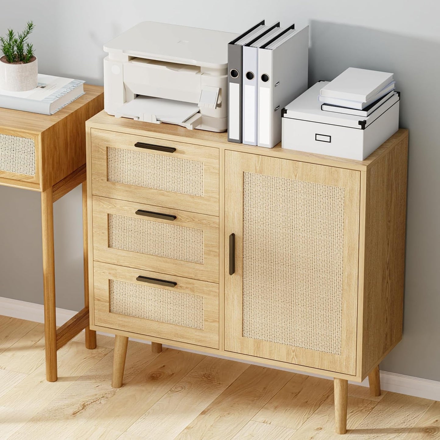Modern Storage Cabinet, Free Standing Buffet Cabinet, Black Sideboard