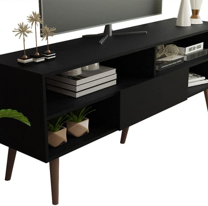 Modern TV Stand with 1 Door and 4 Shelves with Cable Management for