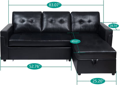 L-Shape Velvet Sleeper Sofa with Storage