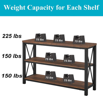Rustic Industrial Sofa Table with Shelves (47″)