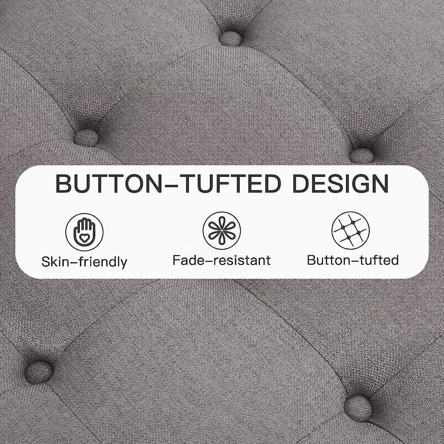 Grey Tufted Ottoman with Storage for Living Room