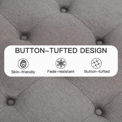 Grey Tufted Ottoman with Storage for Living Room