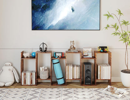 Geometric Bookcase, Bookshelf 6-Tier S Shaped Book Shelves for