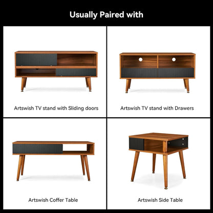 TV Stand for 46 Inch TV Mid Century Entertainment Center with Storage,