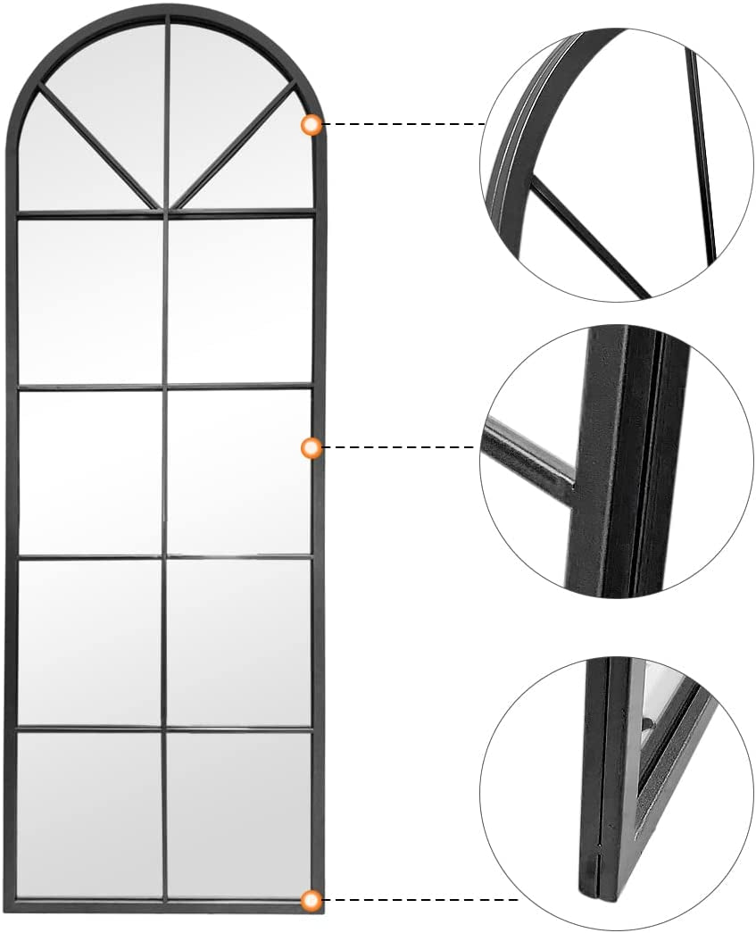 Large Arched Window Pane Mirror Floor, Wall Mount.
