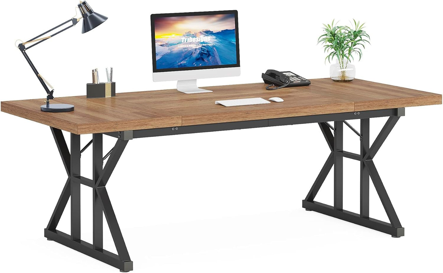 70.8-Inch Executive Desk, Large Computer Office Desk Workstation,