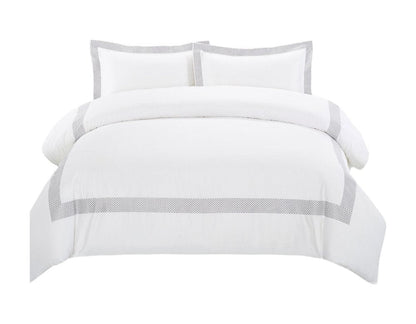 Gray and White Queen 100% Cotton 200 Thread Count Washable Duvet Cover