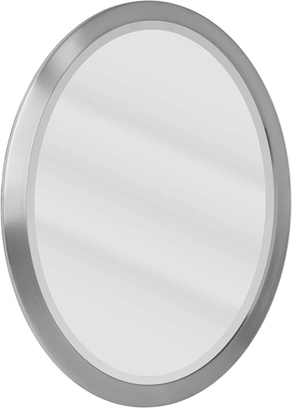 Head West Brushed Nickel Stainless Steel Oval Framed Beveled Accent