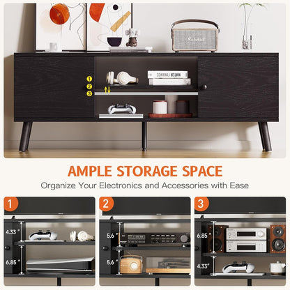TV Stand for 55-60 Inch TV, Entertainment Center Console Table with