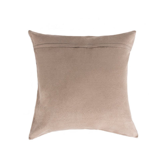 Set of Two 18" Natural and Gold Striped Cowhide Throw Pillows with