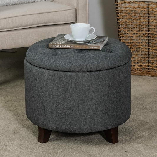 Gray Fabric round Ottoman by Designs4Comfort