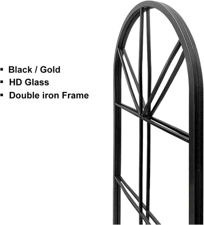 Large Arched Window Pane Mirror Floor, Wall Mount.