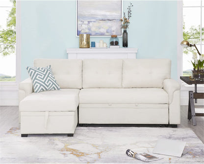 L-Shape Velvet Sleeper Sofa with Storage