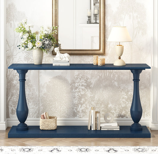 Vintage Sofa Table Console Table with Luxurious Pine Veneer and