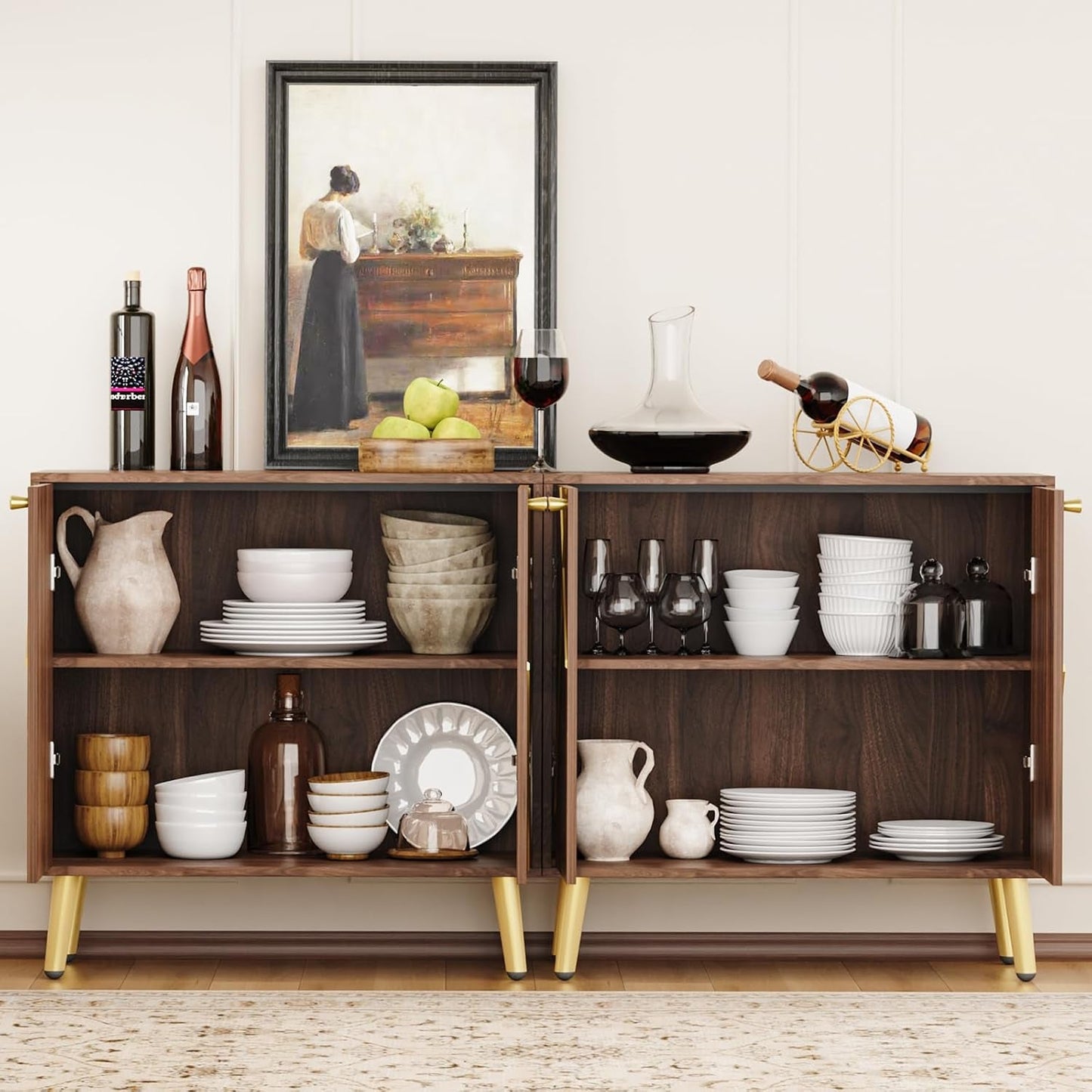 Storage Cabinet with Doors, Modern Sideboard Accent Cabinet, Buffet