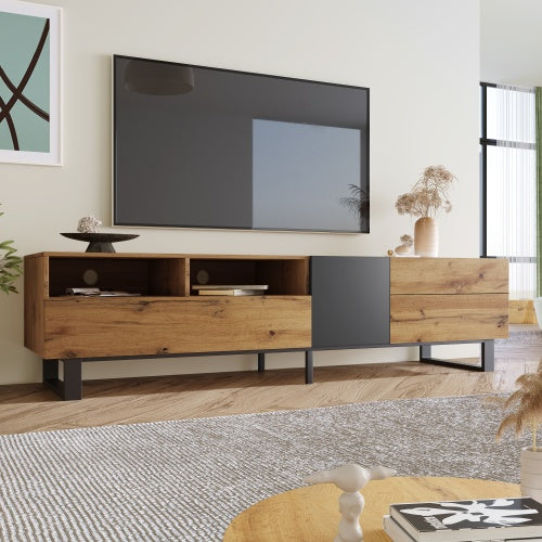 Modern TV Stand For 80'' TV With Double Storage Space, Media Console