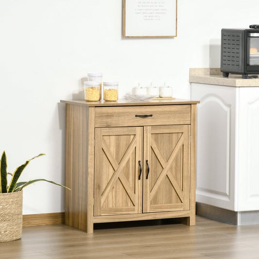 HOMCOM Farmhouse Barn Door Sideboard Accent Buffet Storage Cabinet
