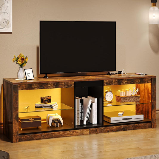 LED TV Stand W/Power Outlets for Tvs up to 55/60 Inch, Gaming