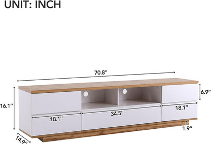 Wood TV Stand Entertainment Center with Storage Cabinets & Open