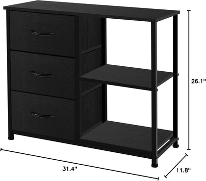 Rustic Brown Fabric Dresser, 4 Drawer Organizer Unit with 2 Shelves,