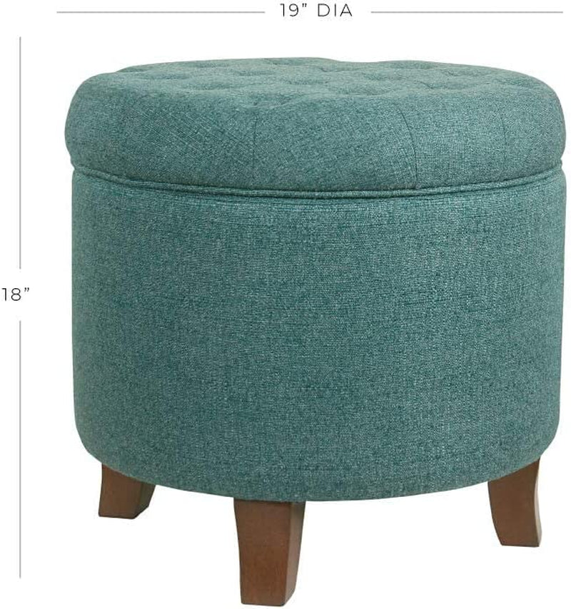Dark Teal Velvet Storage Ottoman with Lid