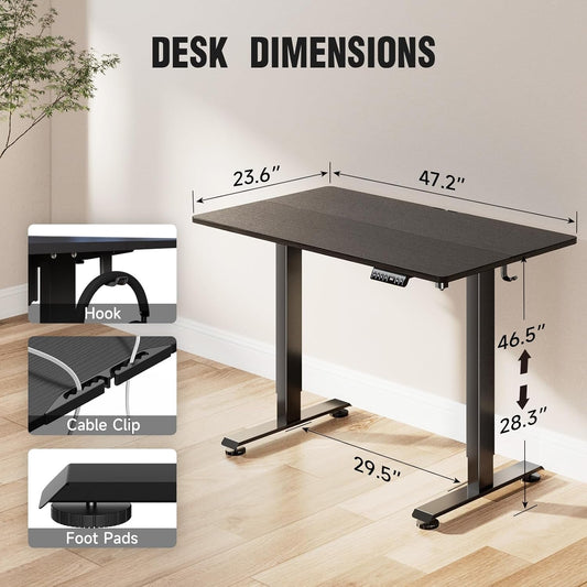 47.2 Inch Electric Standing Desk, Height Adjustable Sit Stand Up, Wood