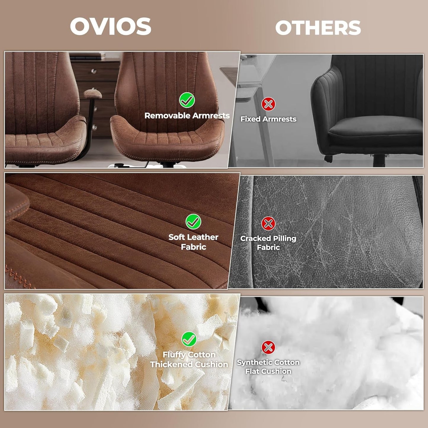 Ergonomic Office Chair,Modern Computer Desk Chair,High Back Suede