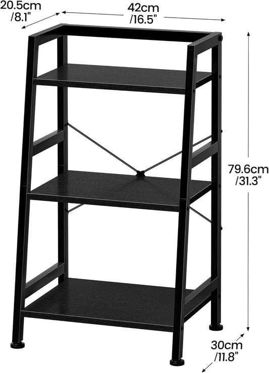 3-Tier Bookshelf, Ladder Shelf, Stand up Shelves, Industrial Bookcase