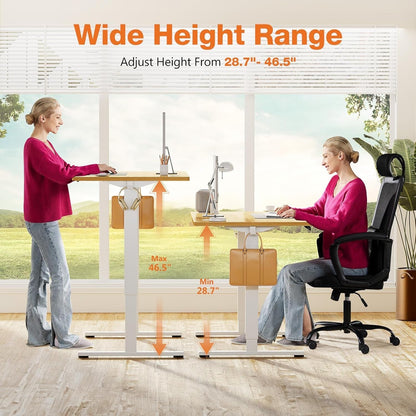 Electric Adjustable Height Standing Desk - 55 X 24 Inch Sit to Stand