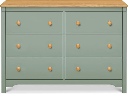 Shea 6-Drawer Dresser in Light Sage and Honey, GREENGUARD Gold